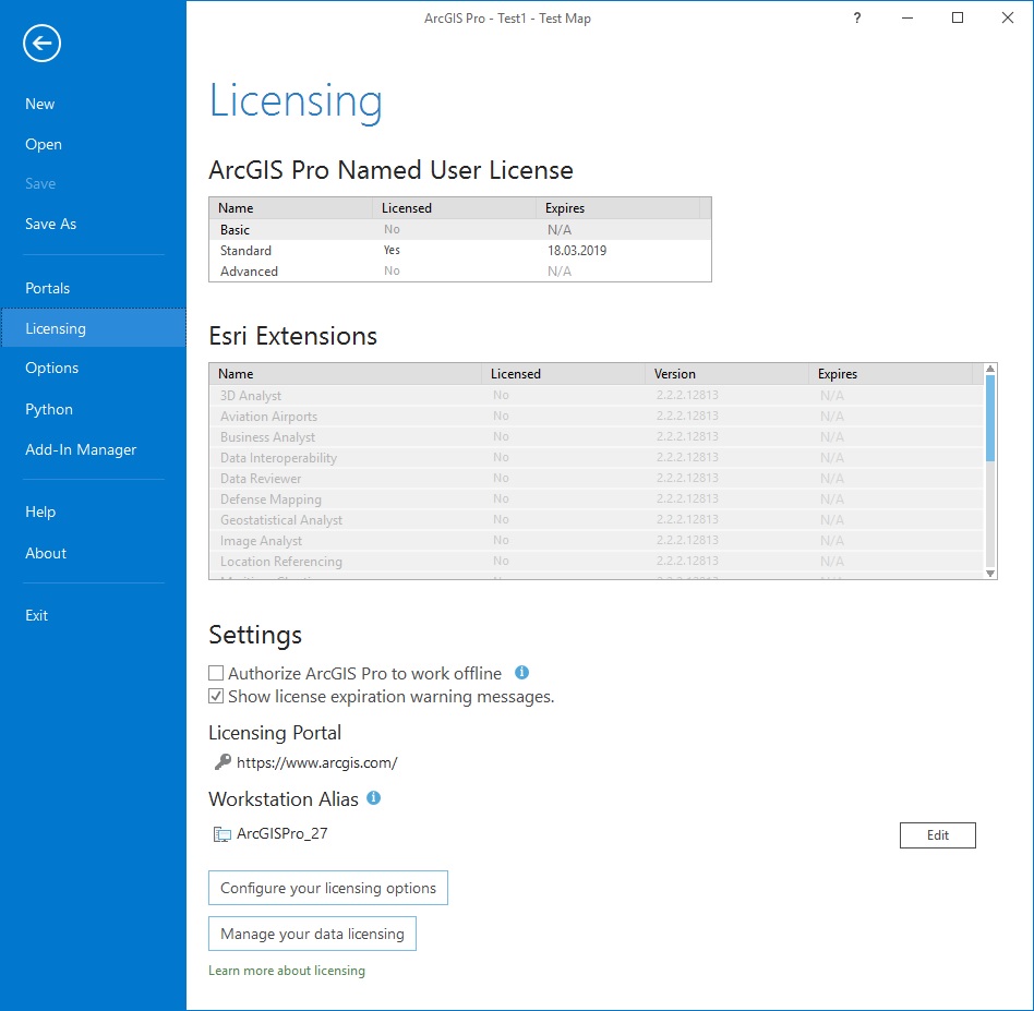 Licensing ArcGIS Pro